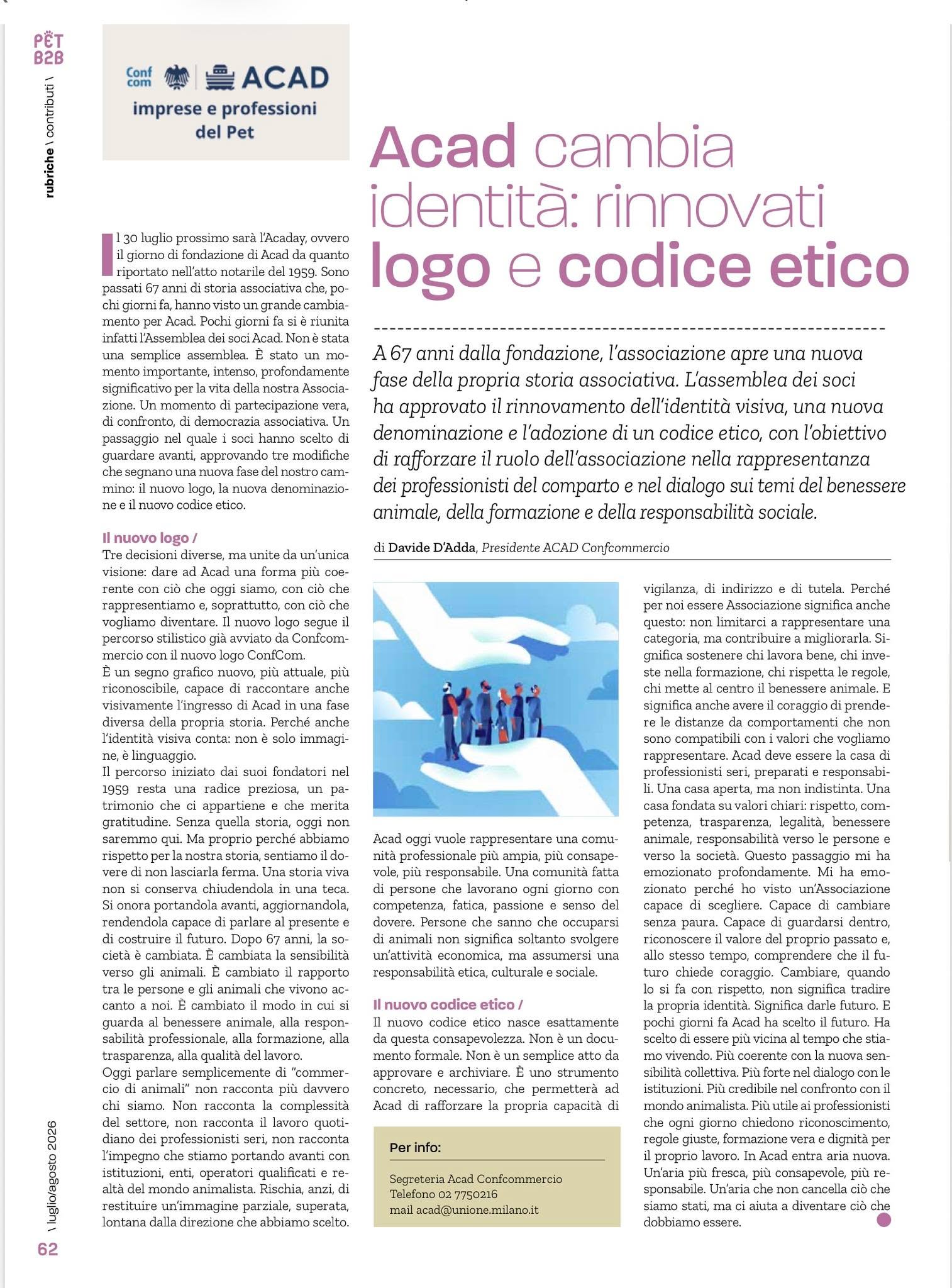 le parole del presidente D'Adda, nella rubrica di luglio di @pet_b2b .