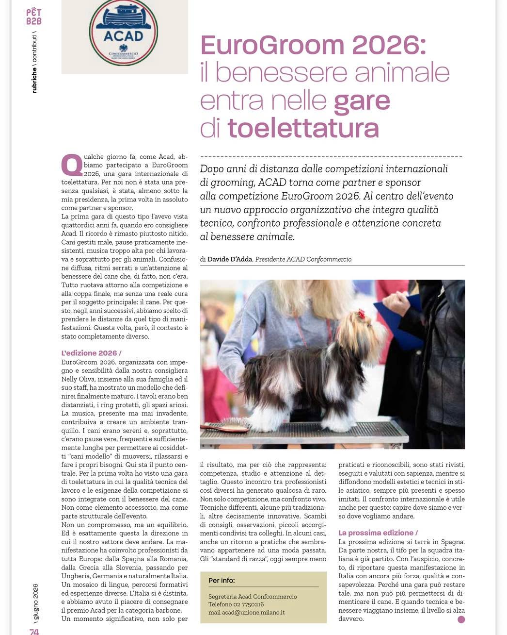 la rubrica del mese di giugno sulla rivista PET B2B a cura del presidente ACAD…